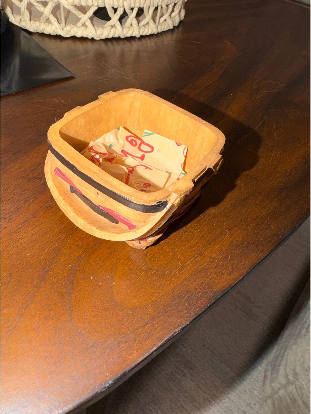 Miniature Woven Basket with Clothespins